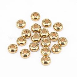 Brass Spacer Beads, Nickel Free, Rondelle, Raw(Unplated), 6x4mm, Hole: 3mm