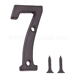 Iron Home Address Number, with 2pcs Screw, Num.7, Num.7: 75x36x5mm, Hole: 5.3mm