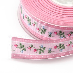 Flor impresa cintas del grosgrain, rosa perla, 1 pulgada (25 mm), aproximamente 100yards / rodillo (91.44 m / rollo)