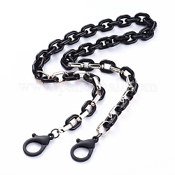 Personalized Acrylic & CCB Plastic Cable Chain Necklaces, Eyeglasses Chains, Handbag Chains, with Plastic Lobster Claw Clasps, Black, 26.97 inch(68.5cm)