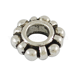 Des séparateurs perles en alliage, sans cadmium et sans plomb, fleur, argent antique, 11x4mm, Trou: 5mm