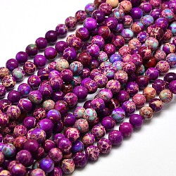 Natürliche kaiserliche Jaspis runde Perlenstränge, gefärbt, lila, 6 mm, Bohrung: 1 mm, ca. 65 Stk. / Strang, 15.4 Zoll