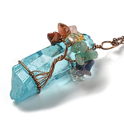 Ожерелья с подвесками из кристаллов кварца, с железными цепочками, пуля, бледные бирюзовая, 18.31~18.50 дюйм (46.5~47 см)