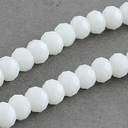 Imitation Jade Faceted Glass Beads Strands, Rondelle, WhiteSmoke, 10x7mm, Hole: 1mm, about 70~72pcs/strand, 18inch
