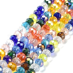 Chapelets de perles en verre, facette, rondelle, couleur mixte, 10x8mm, Trou: 1mm, Environ 63~65 pcs/chapelet, 19.2~20 pouce (48~50 cm)