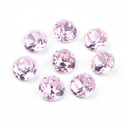 Apuntado hacia atrás & dorso plateado Diamante de imitación de cristal Cabujones, Grado A, facetados, plano y redondo, rosa luz, 8x4.5mm