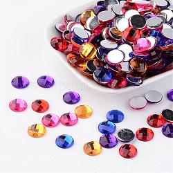 Cabochons à dos plat de strass d'imitation acrylique de Taiwan, facette, demi-rond / dôme, couleur mixte, 10x3.5mm, 1000 pcs /sachet 