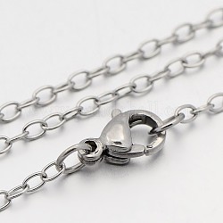 304 in acciaio inossidabile collane a catena cavo, con chiusure moschettone, colore acciaio inossidabile, 23.5 pollice (59.7 cm), 3x2.3mm