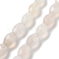 Bianco naturale agata fili di perline, riso sfaccettato, 12.5x8mm, Foro: 1.2 mm, circa 16pcs/filo, 7.68 pollice (19.5 cm)