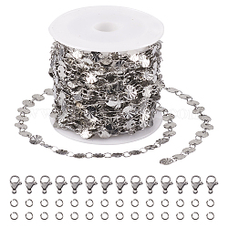 Kit de fabricación de collar de pulsera de cadena de diy, incluyendo 304 cadena de eslabones redondos planos de acero inoxidable y anillos de salto y cierres de pinza de langosta, color acero inoxidable, cadena: 5 m / set