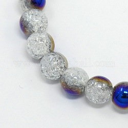 Round Half Electroplate Crackle Quartz Beads Strands, Synthetic, Midnight Blue, 10mm, Hole: 1mm, about 43pcs/strand, 15.3 inch