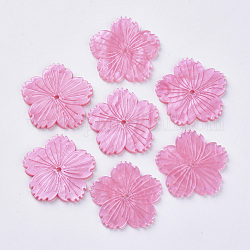 Cellulose Acetate(Resin) Beads, Flower, Hot Pink, 26.5x27.5x3mm, Hole: 1.5mm