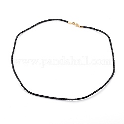 Fabricación de collar de cuerda de nylon, con 304 de acero inoxidable broches pinza de langosta, dorado, negro, 18.5 pulgada (47.2 cm), 2mm