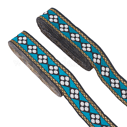 AHANDMAKER 2 Rolls 7.6 Yards 1.2inch Fabric Embroidered Trim, Vintage Jacquard Ribbon Rhombus Sewing Woven Trim Emobridered Woven Ribbon Fabric Embroidered Trim décor for Sewing Crafts Making, Blue