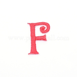 Tela de bordado computarizada para planchar / coser parches, accesorios de vestuario, apliques, carta, rojo, letter.f, 25x27x1.4mm