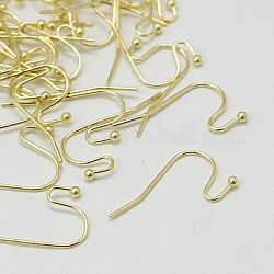 Brass Earring Hooks, Golden, 22x11x0.75mm, 20 Gauge