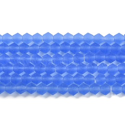 Imitano i fili di perle di vetro smerigliato del cristallo austriaco, grado aa, sfaccettato bicono, blu fiordaliso, 3x2.5mm, Foro: 0.7 mm, circa 162~185pcs/filo, 13.15~14.61 pollice (33.4~37.1 cm)