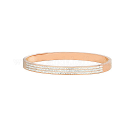Шарнирный браслет с кубическим цирконием, браслет из нержавеющей стали для женщин, розовое золото , широк: 5.9 мм