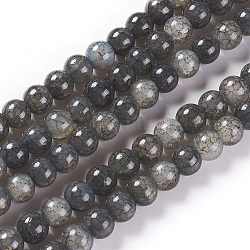Chapelets de perles en verre craquelé, agate d'imitation, ronde, grises , 8~8.5mm, Trou: 1.4~1.5mm, Environ 49~51 pcs/chapelet, 14.6 pouce ~ 15 pouces (37.2~38.2 cm)