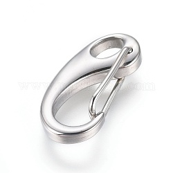 304 Stainless Steel Keychain Clasp Findings, Snap Clasps, Stainless Steel Color, 26x13x4.5mm, Hole: 6x4mm