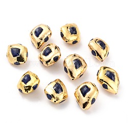 Perles d'oeil de chat, avec des trouvailles en laiton doré, losange, noir, 25~29x20~24x13~14.5mm, Trou: 1.2~2mm