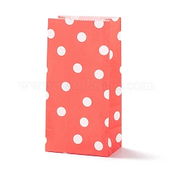 Rettangolari sacchetti di carta kraft, nessuna maniglia, sacchetti regalo, motivo a pois, rosso, 9.1x5.8x17.9cm