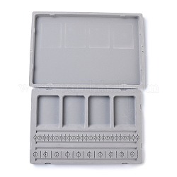 プラスチック植毛ブレスレットビーズデザインボード  4 ブレスレット デザイン チャンネル付き  4 凹部分  インチとセンチメートルのマーク  取り外し可能なカバー  グレー  28.5x19.5x1.7cm