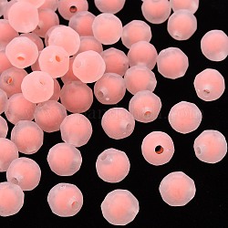 Perline acrilico trasparente, perline in perline, smerigliato, sfaccettato, tondo, salmone, 9.5x9.5mm, Foro: 2 mm, circa 1041pcs/500g