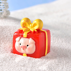 Figurine de boîte cadeau en résine sur le thème de noël, accessoires d'ornement de micro paysages, tomate, 27x25mm
