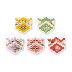 Handmade Seed Beads, Loom Pattern, Eye Arrow Pendant, Mixed Color, 15.5x15x2mm, Hole: 0.8mm