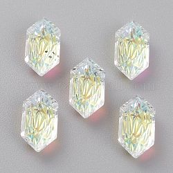 Embossed Glass Rhinestone Pendants, Bicone, Faceted, Crystal Shimmer, 13x6.5x4mm, Hole: 1.5mm