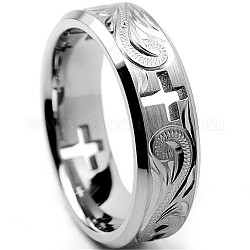 Кольцо из сплава с полым перекрестным пальцем для женщин, платина, размер США 10 (19.8 мм)