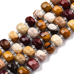 Chapelets de perles en mokaite naturel, avec des perles de rocaille, facette, rondelle, 8x6mm, Trou: 1mm, Environ 20~22 pcs/chapelet, 7.09 pouce (18 cm)