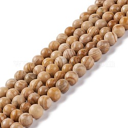 Natural Silver Line Jasper Beads Strands, Dyed & Heated, Round, Peru, 6~6.5mm, Hole: 1mm, about 61~66pcs/strand, 15.16~15.75 inch(38.5~40cm)