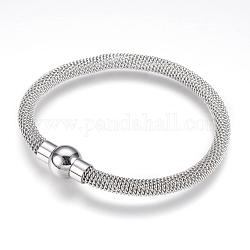 304 Stainless Steel Bracelets, with Magnetic Clasps, Stainless Steel Color, 7-1/2 inch(190mm)
