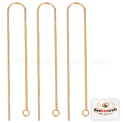 Beebeecraft 10Pcs/Box 18K Gold Plated Ear Threads 103mm Long String Earring Threader Pull Through Threaded Long Chain Drop Tassel with Loop