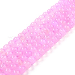 Classificare i fili di perline di calcedonio naturale, tinti e riscaldato, tondo, perla rosa, 8mm, Foro: 1.2 mm, circa 48pcs/filo, 14.76 pollice (37.5 cm)