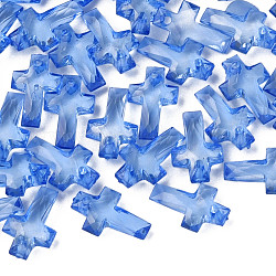 Transparenten Acryl-Anhänger, facettiert, Kreuz, königsblau, 16x10x4.5 mm, Bohrung: 1.5 mm, ca. 3300 Stk. / 500 g