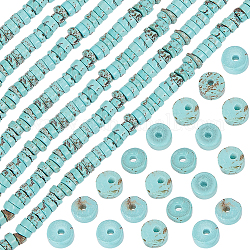Beebeecraft 1 Srand Natural Howlite Beads Strands, Dyed, Heishi Beads, Flat Round/Disc, Sky Blue, 3.5~4x2mm, Hole: 0.8mm, about 180~192pcs/strand, 15.7 inch(40cm)