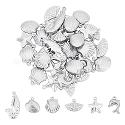 Charms unicraftale 36pcs 6 style 304 in acciaio inossidabile, forme misto, colore acciaio inossidabile, 6pcs / style