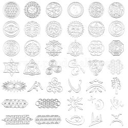 SUNNYCLUE Chakra Theme Self Adhesive Brass Stickers, Scrapbooking Stickers, for Epoxy Resin Craft, Platinum, 40sheets/set