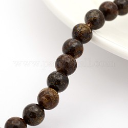 Bronzite naturelle chapelets de perles rondes, 6mm, Trou: 1mm, Environ 31 pcs/chapelet, 7.5 pouce