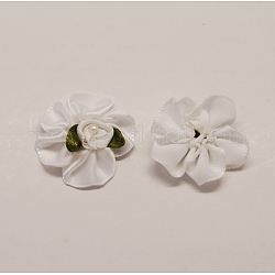 Accessoires de costumes tissés manuels, avec de l'acrylique fleur de perles, blanc, 29x27x14mm