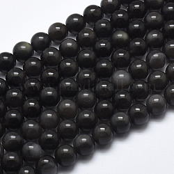 Chapelets de perles d'obsidienne de glace naturelle, ronde, 10mm, Trou: 1mm, Environ 39 pcs/chapelet, 39 cm (15.5 pouces)