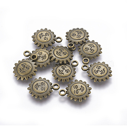 CCB Plastic Pendants, Sun, Antique Bronze, 21x17x3~3.5mm, Hole: 2.5mm