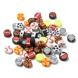 Бусины из полимерной глины , футбол/баскетбол/регби/волейбол/бейсбол, разноцветные, 9.5x4.5 мм, отверстие : 1.8 мм