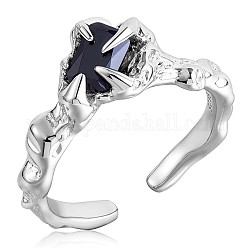 925 открытое кольцо-манжета с когтями из стерлингового серебра, кубический цирконий готическое кольцо для женщин, платина, чёрные, размер США 5 1/4 (15.9 мм)