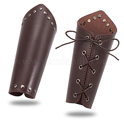 Bracelet réglable en cordon de cuir pu avec cordons en coton ciré, bracelet à gantelet, protège-poignet de manchette, brun coco, 8-5/8 pouce (21.8 cm)