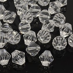 Faceted Bicone Transparent Acrylic Beads, Dyed, Clear, 18mm, Hole: 2mm, about 150pcs/500g