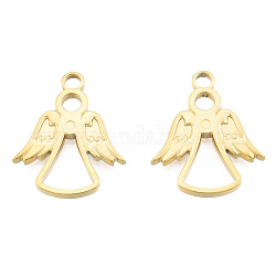 Ion Plating(IP) 201 Stainless Steel Pendants, Angel, Real 18K Gold Plated, 23x19x2mm, Hole: 2.5mm